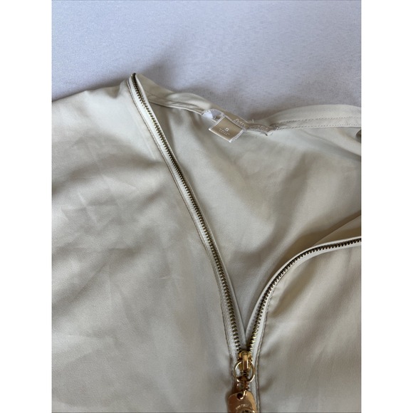Michael Kors Sleeveless Shirt‎ Womens Small Ivory Top Tunic Sheer Front Zip - Picture 6 of 7